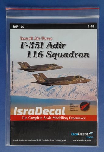 F-35I Adir 116 Squadron Isradecal
