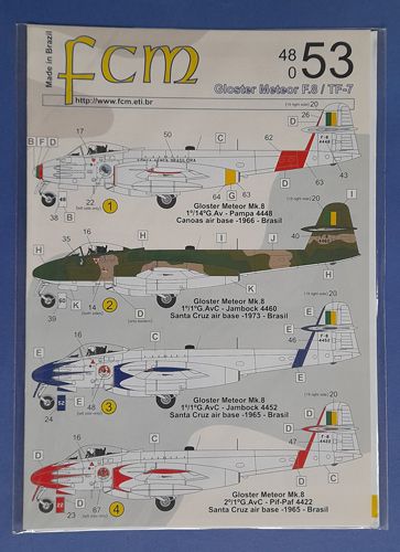 Gloster meteor Mk.8 e TF-7 (FAB - 10 versions) FCM decal