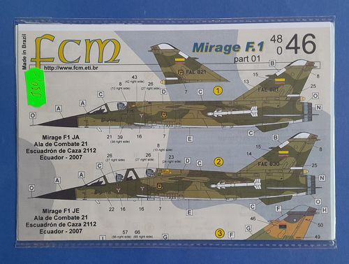 MIRAGE F.1 part 01 FCM decal