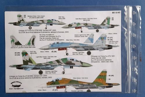 African Su-27 & Su-27UB & Su-30MK2 Berna decal