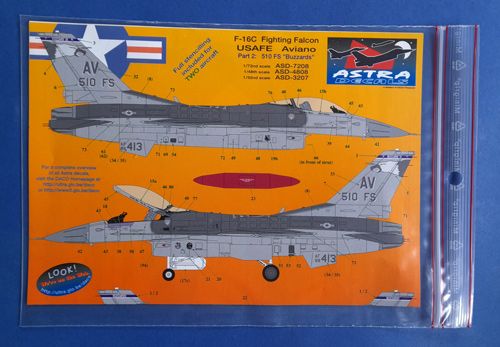 F-16C Fighting Falcon USAFE Aviano 510 FS "Buzzards" part 2 Astra decal