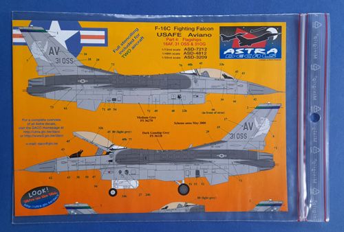 F-16C Fighting Falcon USAFE Aviano Flagships 16AF, 31 OSS & 31 OG part 4 Astra decal