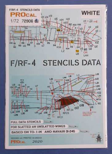 F/RF-4 stencils data white PROcal