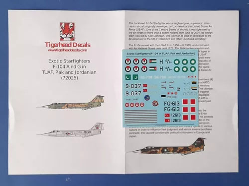 Exotic Starfighters (F-104 in TUAF, PAK & Jordanian) TigerHead Models