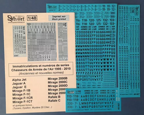Immatriculations et numéros de series Chasseurs de Armée de IˇAir 1995-2010 Shy@rt decal