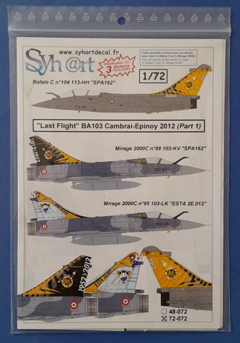 Last Flight BA103 Cambrai - Epinoy p.1 Mirage 2000C & Rafale C Shy@rt decal