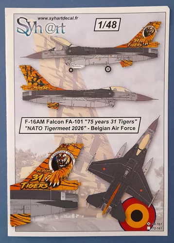 F-16AM Falcon FA-101 "75 years 31 Tigers" "NATO Tigermeet 2026" - BAF Shy@rt decal
