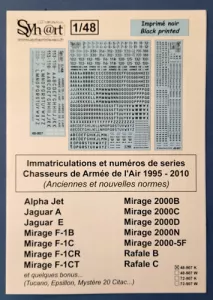 Immatriculations et numéros de series Chasseurs de Armée de I´Air 1995-2010